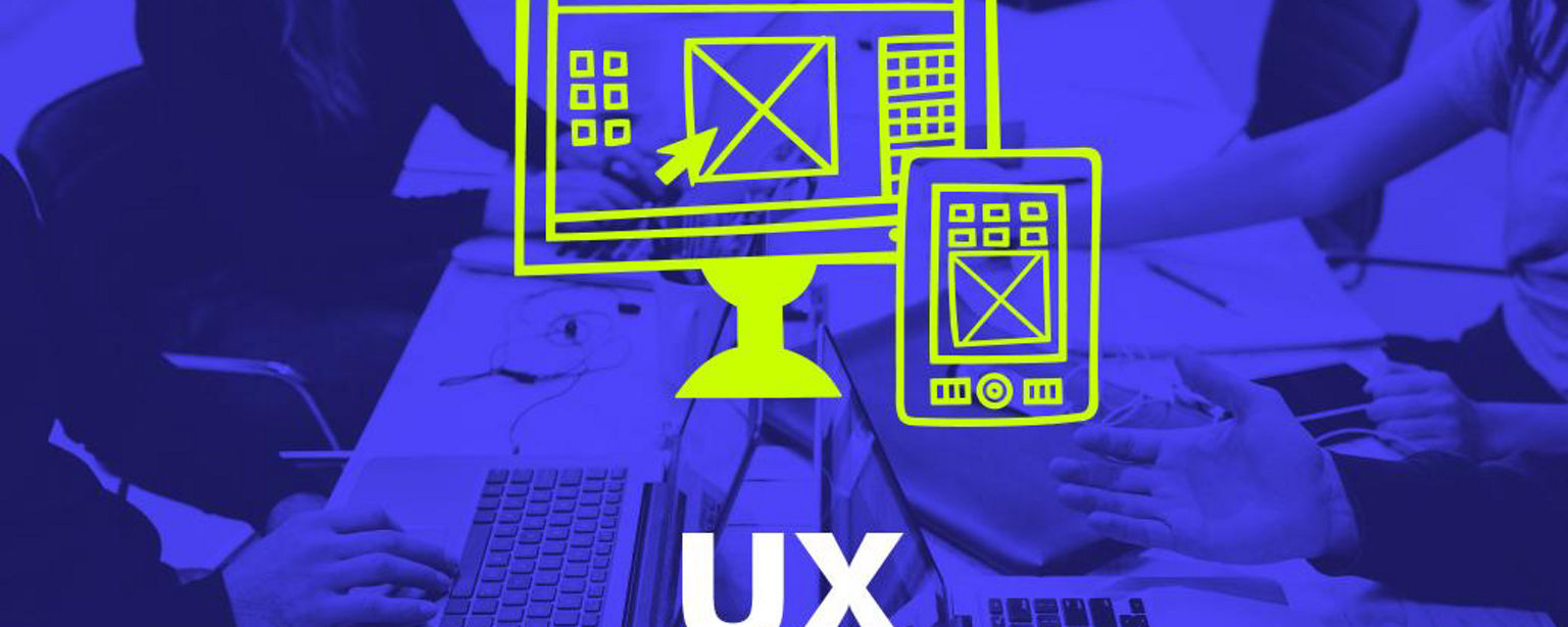 An illustration of computer and smartphone appears above the words "UX Designer."